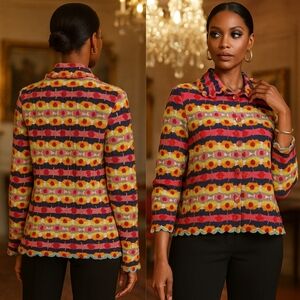 🧡Oilily Multicolor Patterned Knit Jacket☆